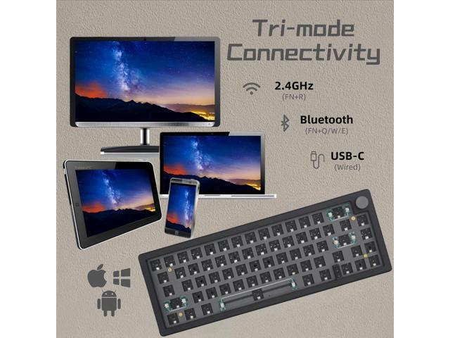 GMK67 65% Mechanical Keyboard Kit Tri-Mode South-Facing RGB LED for 3/5pin Switches,66 Keys+1 Knob Hotswap Socket PCB Gasket Mounted Plate Gaming...