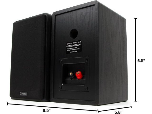 Micca MB42 Bookshelf Speakers for Home Theater Surround Sound, Stereo, and Passive Near Field Monitor, 2-Way (Black, Pair)