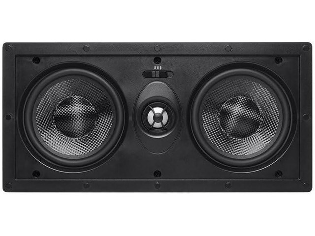 Monoprice 2-Way Carbon Fiber In-Wall Center Channel Speaker - Dual 5.25 Inch (Single) Easy Install For Home Theater - Alpha Series,Off-White