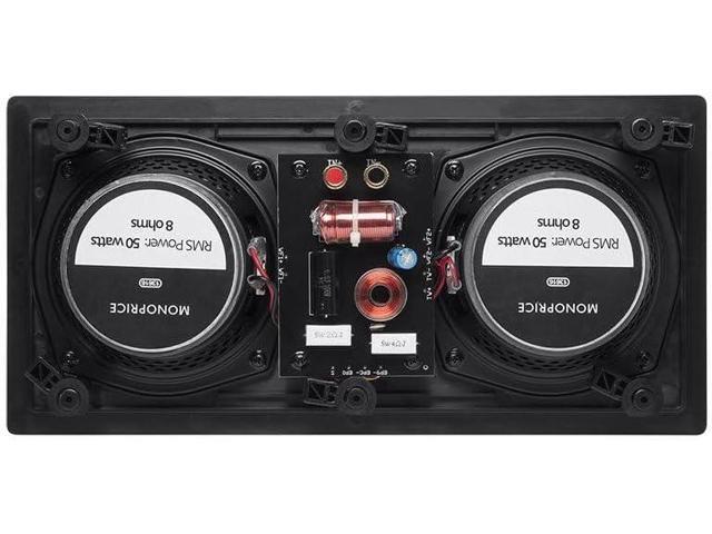 Monoprice 2-Way Carbon Fiber In-Wall Center Channel Speaker - Dual 5.25 Inch (Single) Easy Install For Home Theater - Alpha Series,Off-White