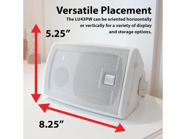Dual Electronics LU43PW 4' 3-Way High Performance Outdoor Indoor Wired Speakers Effortless Set Up Home, Pool, Patio, Garage Use Weather...