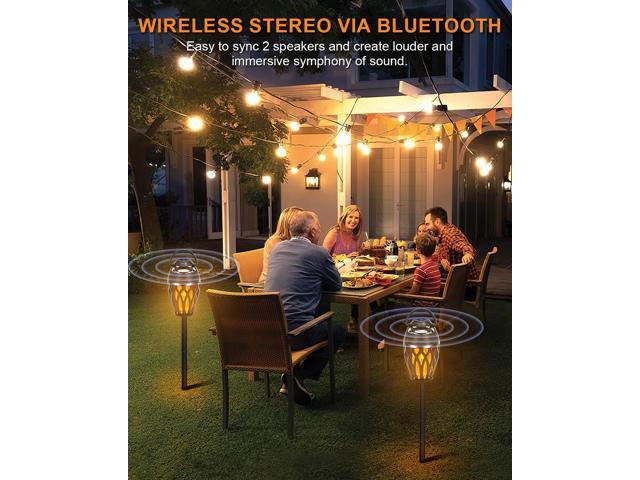 2 Pack Outdoor Bluetooth Speakers,Wireless Speaker with LED Flame Speaker BT 5.0,IP5X Waterproof Torch Lantern for Patio Pool Party,Valentines Day...