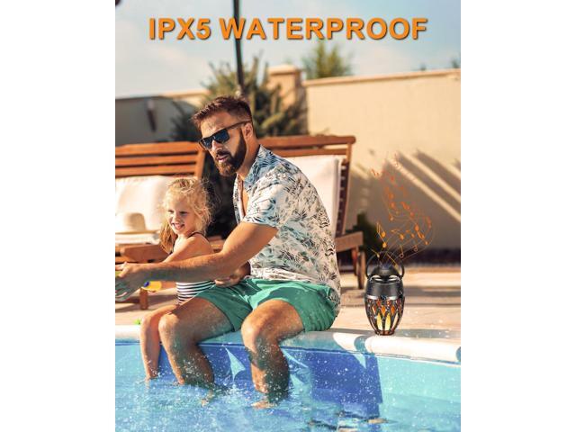 2 Pack Outdoor Bluetooth Speakers,Wireless Speaker with LED Flame Speaker BT 5.0,IP5X Waterproof Torch Lantern for Patio Pool Party,Valentines Day...