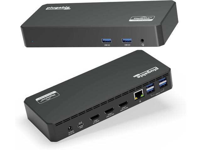 Plugable USB C Triple Display Docking Station with Laptop Charging, for Thunderbolt, USB4, or USB-C Systems, Compatible with Windows, macOS,.