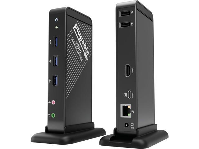 Plugable USB-C Dock 4K HDMI, 60W Charging, Ethernet, USB 3.0/2.0 Ports USB-C Docking Station with Power for Windows and Chromebook