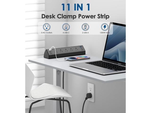 Jgstkcity Desk Clamp Power Strip USB C,40W Total Fast Charging Station,4 PD 20W USB C Ports,Desk Edge Mount Surge Protector,5 Outlets,Fit 1.96'...