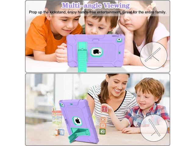 LTROP Protective Cover Case for iPad 6th/ 5th Generation & iPad Air 2 Case, iPad 9.7 Inch Case with Pen Holder and Kickstand, Purple and Green