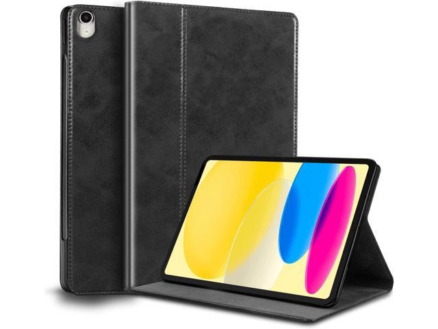 for Ipad (A16) 11th Gen 11 inch 2025 and Ipad 10th Gen 10.9 inch Case 2022 Genuine Leather Cover Protective Shell,Auto Wake/Sleep. Black