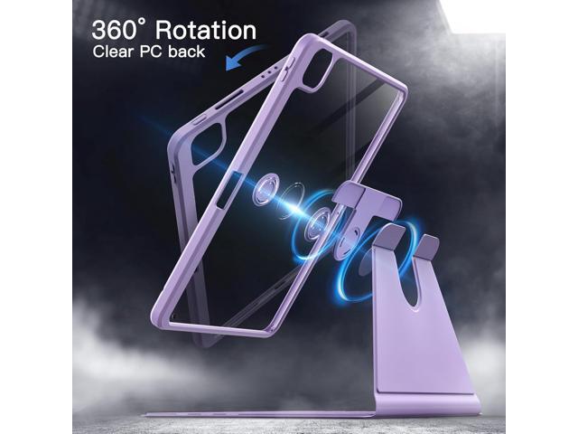 JETech Rotating Case for iPad Pro 11-Inch 2022/2021(4th/3rd gen) with Pencil Holder, 360 Degree Rotation Protective Stand Cover Clear Back, Auto...