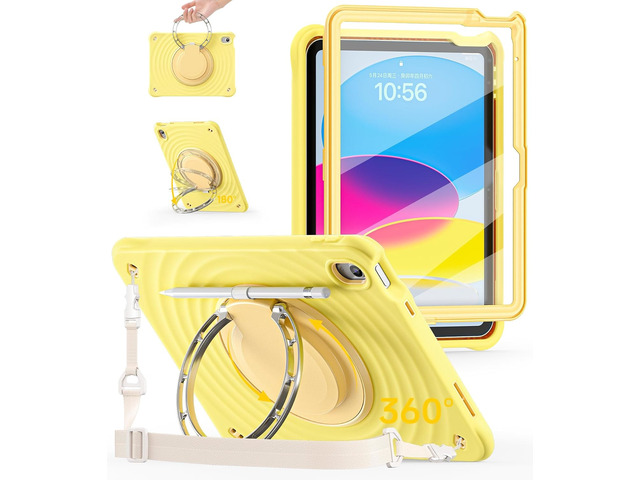BRAECN Ripple Case for iPad (A16)11th/10th Generation 11/10.9 inch 2025/2022 Zinc Alloy Handle Ring Stand Protective Heavy Duty Screen Protector...