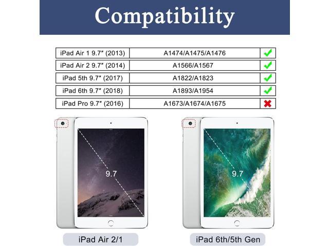 Soke Case for iPad 6th/5th Generation 2018/2017, [Slim Trifold Stand + Auto Wake/Sleep], Premium Protective Hard PC Back Cover for Apple 9.7-Inch...