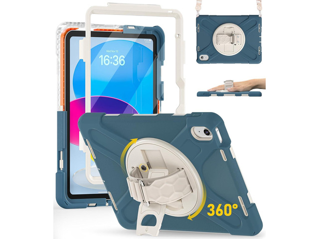 BRAECN Case for iPad (A16) 11th/10th Generation 11/10.9 inch (2025/2022) Heavy Duty Screen Protector 360° Rotating Handle Stand Shockproof Drop...
