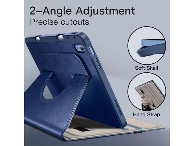 JETech Rotating Case for iPad (A16) 11th/10th Generation (2025/2022) with Pencil Holder, 360 Degree Rotation PU Leather Folio Protective Cover (Navy)