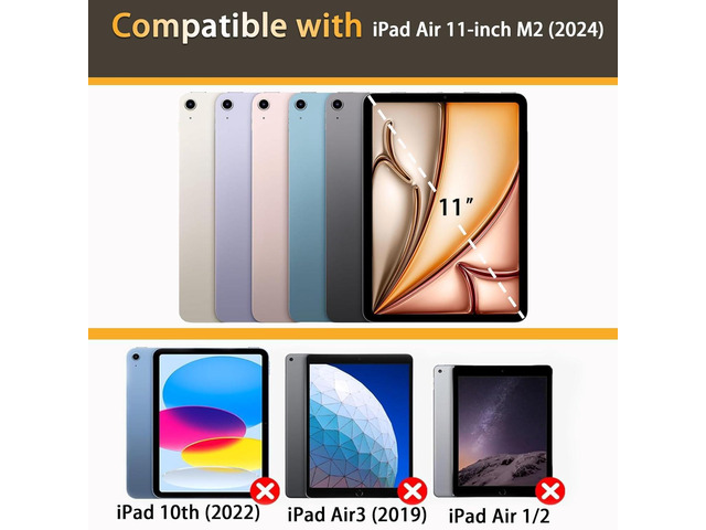 Case for iPad Air 11-inch M3 (2025) / M2 (2024) iPad Air 7th/6th Generation Case, Auto Wake/Sleep Supports Pencil Pro and Pencil(USB-C) Flip Wallet...