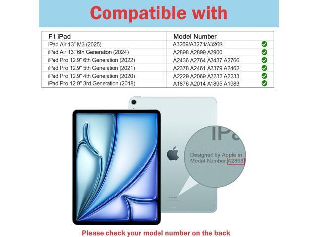 ProCase for iPad Air 13 Inch Case (2025/2024) M3/M2 & iPad Pro 12.9 inch 6th/5th/4th/3rd 2022/2021/2020/2018; Transparent Back Protective Folio...
