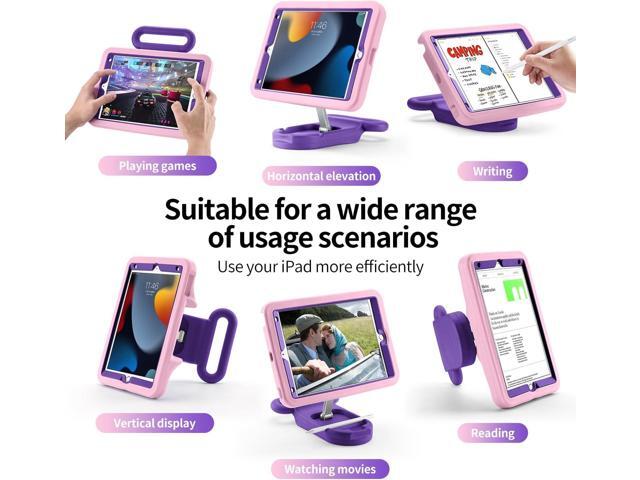 Kids Case for iPad 7th/8th/9th Gen 10.2 inch,Adjustable Portrait/Landscape Stand//Drop Proof with Handle/Kickstand,Child Friendly Protective Cover...