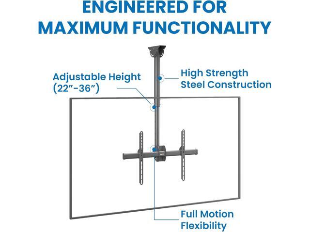 Mount-It! TV Ceiling Mount Bracket, Adjustable Height Full Motion 360 Deg Rotation Tilting Swiveling for Flat Panel LCD LED OLED Plasma TVs, Fits...