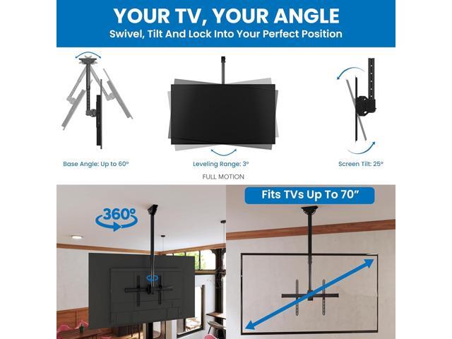 Mount-It! TV Ceiling Mount Bracket, Adjustable Height Full Motion 360 Deg Rotation Tilting Swiveling for Flat Panel LCD LED OLED Plasma TVs, Fits...