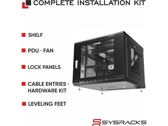 9U Wall Mount Server Rack Cabinet, 19 Enclosed Network & IT Equipment Enclosure, 24 Deep, Locking Mesh Door