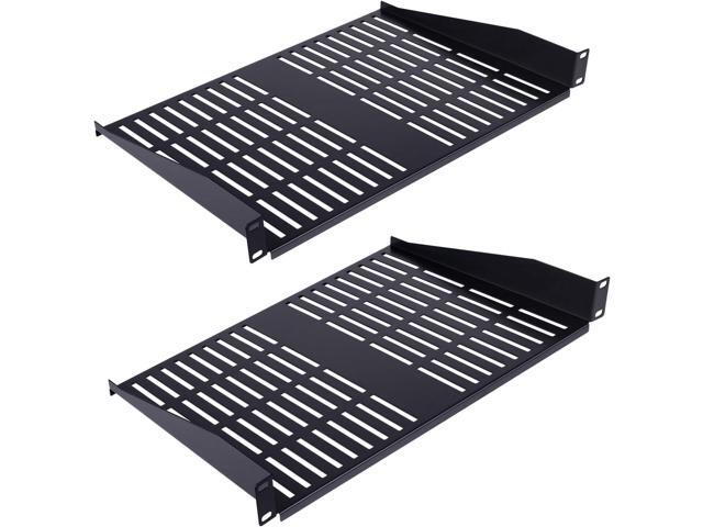 2PCS 1U Server Rack Shelf, Suitable for 19' Network Equipment Racks and Cabinets, Ventilated Cantilever Tray, Depth of 14 inches, Well-Ventilated...