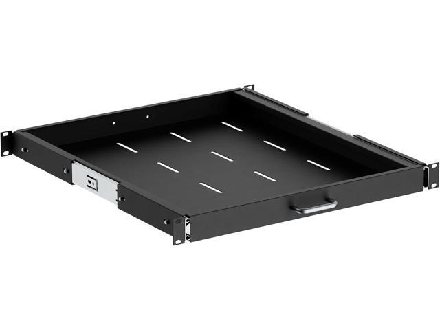 ynVISION. DESIGN 1U Sliding Rack Shelf 20 Deep Pull-Out Rack Mount Tray Extends to 35, Fits 19 4-Post Server & AV Racks, Heavy Duty Steel Drawer...