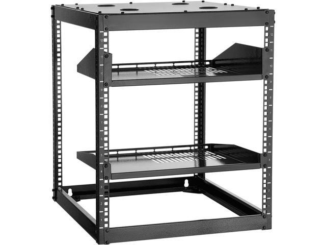 VEVOR 12U Server Rack, Open Frame Network Rack for IT & AV Gear, Floor Standing or Wall Mounted,with 2PCS 1U Rack Shelves & Mounting Hardware, AV...