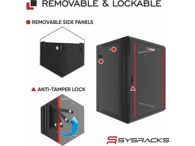 Sysracks 15U Wall Mount Server Rack Cabinet, 19 Network Enclosure, 24 Deep, Locking Glass Door, Custom-Ready IT Rack