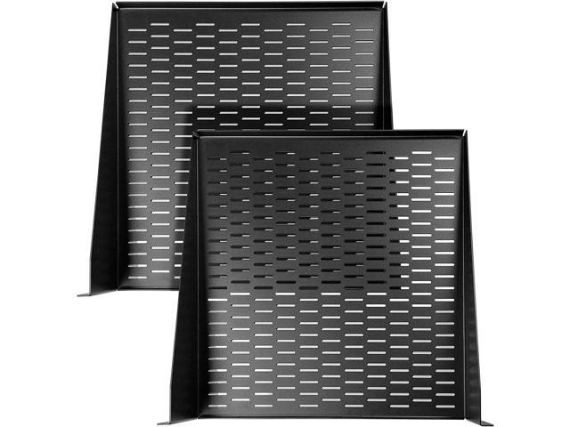 AxcessAbles 2U Vented Rack Shelf - 2 Pack Rack Trays for 19 Inch Equipment Rack Cabinets 18' Deep Rackmount Shelf with Lips 50lb Capacity.