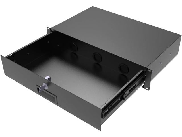 JINGCHENGMEI 2U Rack Drawer with Lock and Key, 19 Inch Rack Mount Server Cabinet Case, Sliding and Lockable Server Rack Drawer with Cable...