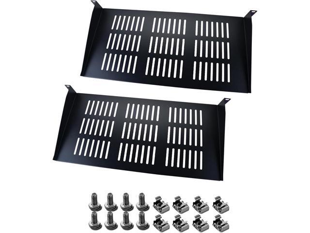 Server Rack Shelf - 2Pcs 1U Rack Shelf for 19 Inch Cases - Ideal for Audio Racks, Network Equipment Shelf Mounting, Cantilever Mount (1U-2pcs)