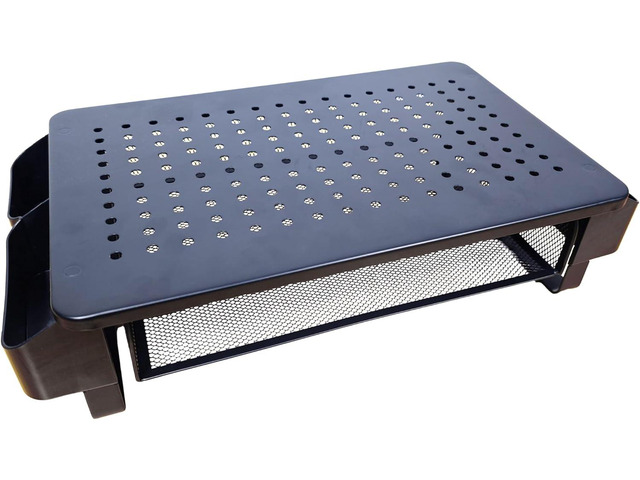 Monitor Stand Riser, Metal Laptop Stand with Storage, Printer Stand with Vented Drawer and Side Storage, Desk Organizer for Monitor, VMMR01-WDB