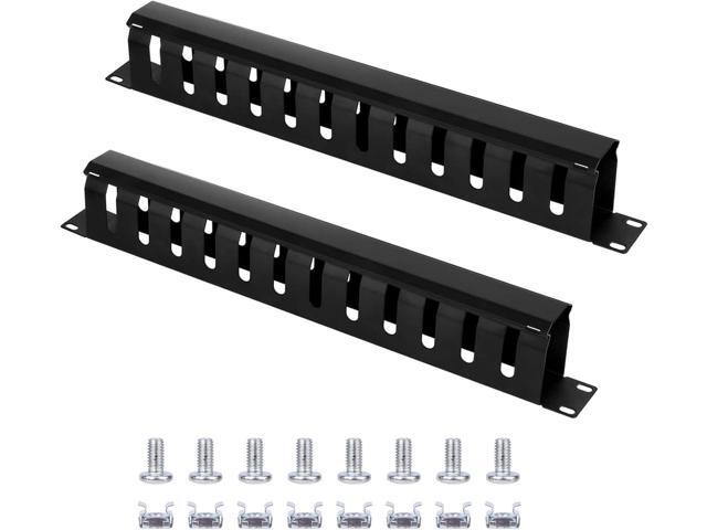 2 Pack 19 Inch 1U Server Rack Cable Management -12 Slot Horizontal Rack Mount Cable Manager with Rack Screws - Cable Raceway Wire Duct Channel.