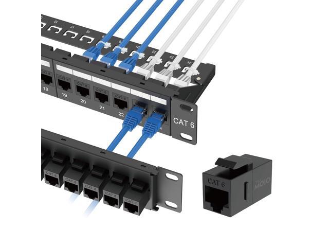 Tecmojo UL Listed 24-Port Cat6 UTP Patch Panel with Inline Keystone Couplers, 19-Inch 1U Rack Mount with Removable Back Bar, Network Patch Panel.