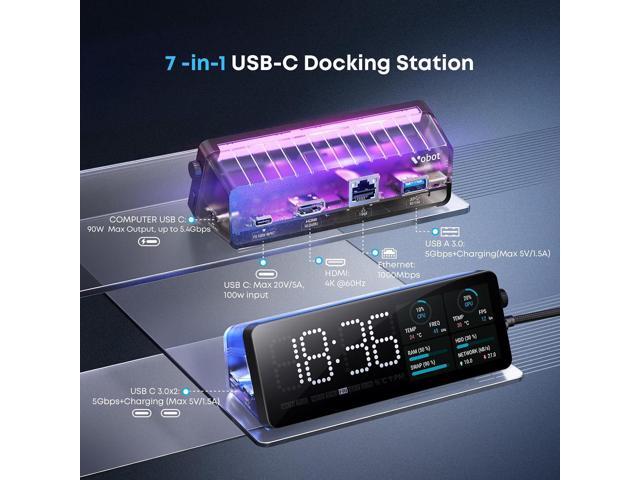 Laptop Docking Station, 7-in-1 USB C Docking Station with Screen, Multiple Built-in Apps, USB C Hub with HDMI 4K@60Hz, 1 Gbps Ethernet, 90W Max...
