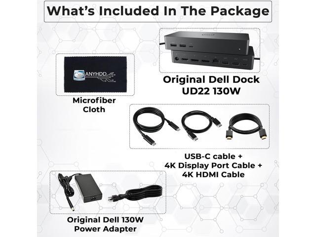 UD22 Docking Station Dual Monitor Bundle - USB-C/USB-A Universal Dock for Laptops with 130W Adapter + 4K HDMI Cable + 4K DisplayPort + USB-C...