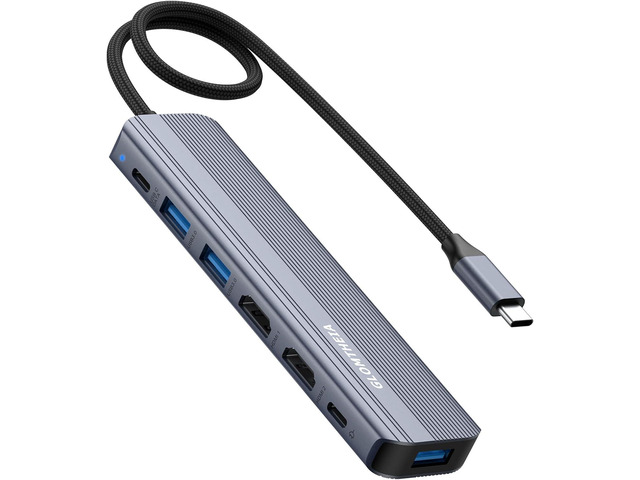 USB C Hub Docking Station Dual Monitor Extend Display for MacBook Air/Pro Laptop, Adapter Multiport Dongle with 2 HDMI 4K 60Hz, 100W PD Charging,...