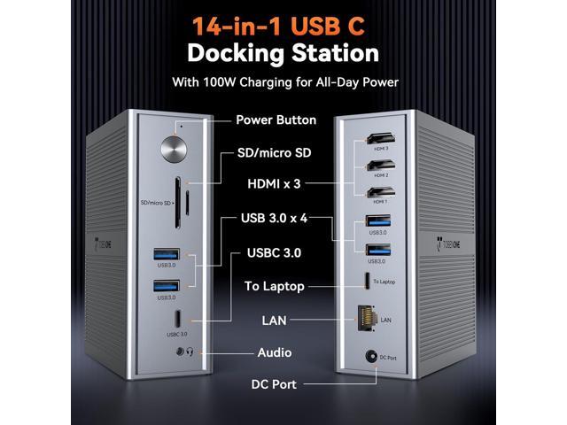 TobenONE DisplayLink Docking Station 3 Monitors, 14-in-1 USB C Triple Monitor Docking Station for M1 M2 M3 M4 MacBook/Mac mini, Windows, Chrome...