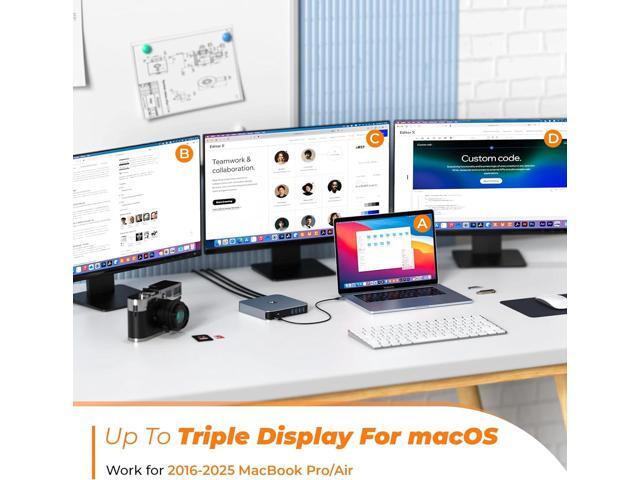 USB C Docking Station Dual Monitor for Mac mini M4, M1/M2/M3/M4 MacBook Pro/Air,, Lenovo, HP, Surface, 13 in 1 Triple Display Dock with 65W Power...
