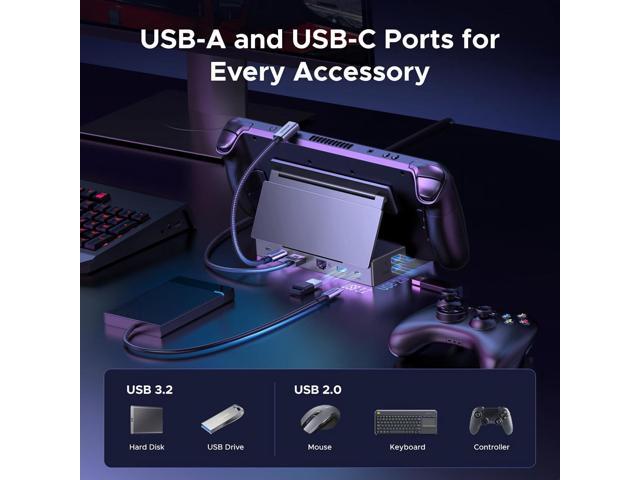UGREEN Steam Deck Dock 9-in-1 USB C Docking Station with Foldable Stand, 4K@120Hz DP, Gigabit Ethernet, PD 100W, 10Gbps USB A & C 3.2, TF/SD...