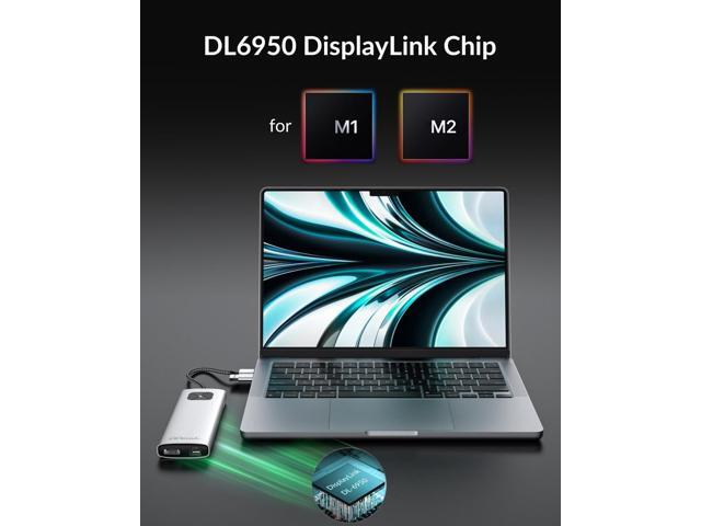 LK10 USB3.0 Displaylink Docking Station Dual 4K 60Hz for M1 M2 M3 MacBook/PC/Laptop, Portable DisplayLink Adapter with 3xUSB3.2 Ports, 2xHDMI,...