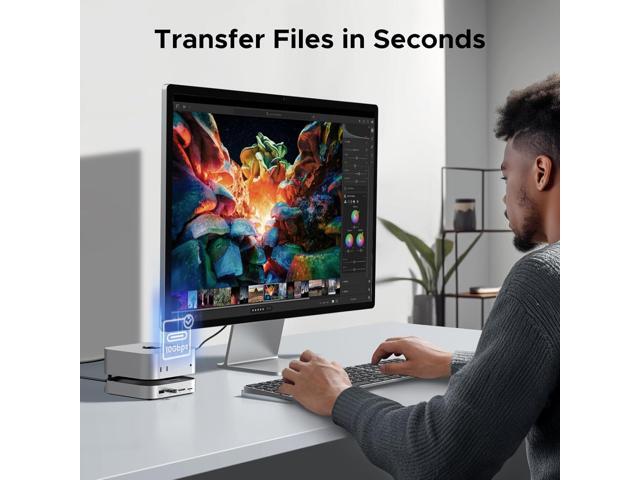 UGREEN Mac mini M4 Dock & Stand with NVMe SSD Enclosure, 3 USB A 10Gbps, USB C Data Port, SD Card Reader for Mac mini M4/ M4 Pro
