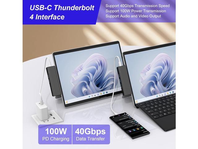 Surface Pro 8/9/X/10/11 Docking Station - Surface Pro 11 USB C Adapter Multiport Hub with 4K HDMI, Thunderbolt 4, USB 3.0, SD/TF Reader, 3.5mm...