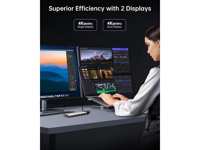 NOVOO USB C Docking Station Dual Monitor, 15 in 1 Docking Station 3 Monitors with 2 HDMI,VGA,USB C/A Ports, 100W PD, RJ45, SD/TF and Audio,...