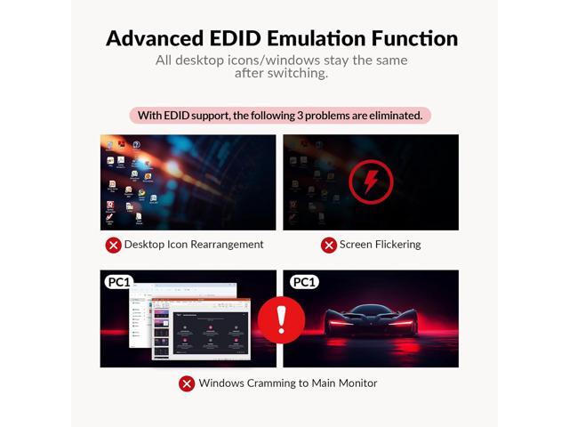 AV Access Docking Station KVM Switch 2 Monitors 2 Laptops, 4K KVM Switch Dual Monitor, 100W PD for Each PC, 1G Ethernet, EDID Emulation, Ideal for...