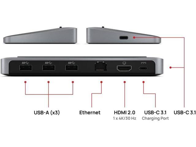 Brydge Stone II USB Hub Docking Station Compatible with MacOS & Windows Single 4K Display. HDMI Output. USB-C Speeds. 7 Ports (Space Grey),...