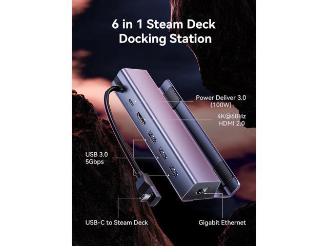 QUUGE Steam Deck Dock,Docking Station for Steam Deck,6 in 1 @4K60Hz HDMI 2.0,1 * 1Gbps Ethernet Port, 3*USB-A 3.0, 1*PD 100W Charging