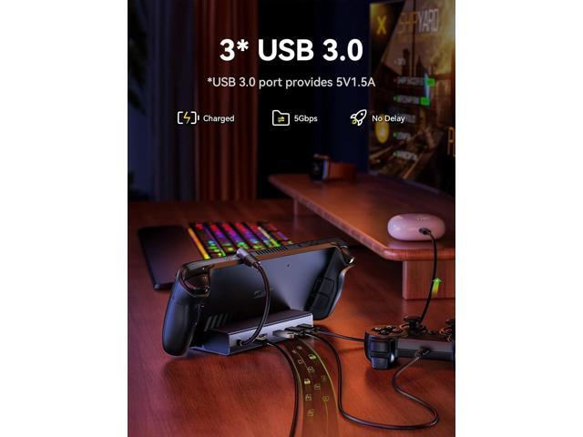 QUUGE Steam Deck Dock,Docking Station for Steam Deck,6 in 1 @4K60Hz HDMI 2.0,1 * 1Gbps Ethernet Port, 3*USB-A 3.0, 1*PD 100W Charging