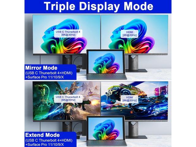 Surface Pro 11/10/9/X USB C Hub, Surface Pro 11 Hub Docking Station with 4K HDMI, Thunerbolt 4 (8K Video+Data+100W PD), 2*USB 3.0, 3.5mm Audio,...