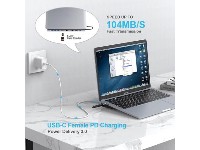 Docking Station,10 in 1 Docking Station Dual Monitor with 4k HDMI, Vga, 3xusb 3.0, Pd 100w, Ethernet, SD/TF Slots, Audio/Mic, USB Adapter for Laptop