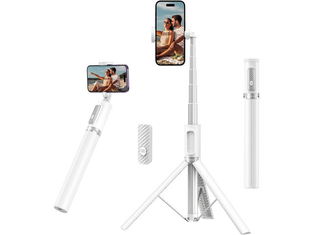 ATUMTEK 55' Selfie Stick Tripod, All-in-one Extendable Aluminum Phone Tripod with Rechargeable Bluetooth Remote, 360 Rotatable for iPhone 15 Pro...